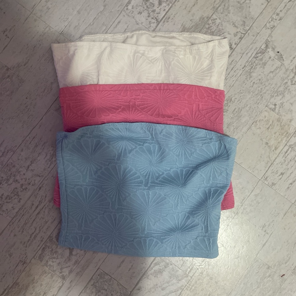 Pink Blue and White tube tops